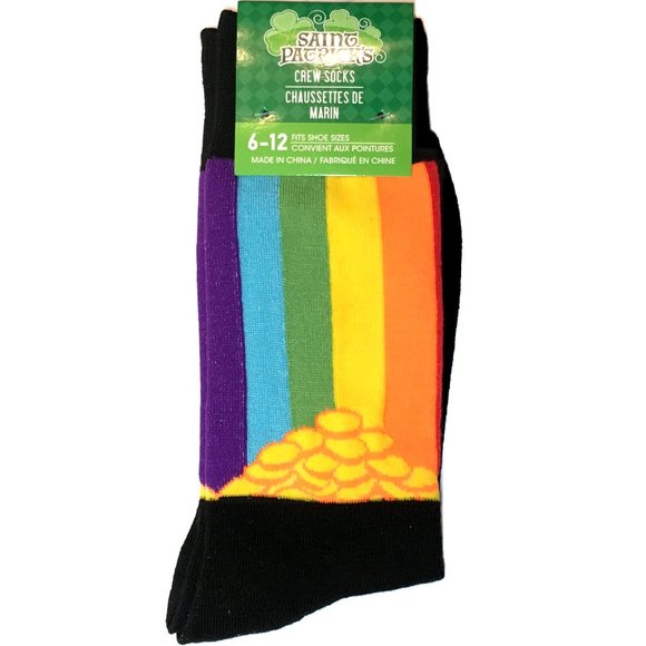 Other - *3/$15 Mens Gold at the End of the Rainbow Lucky St. Paddys Day Socks